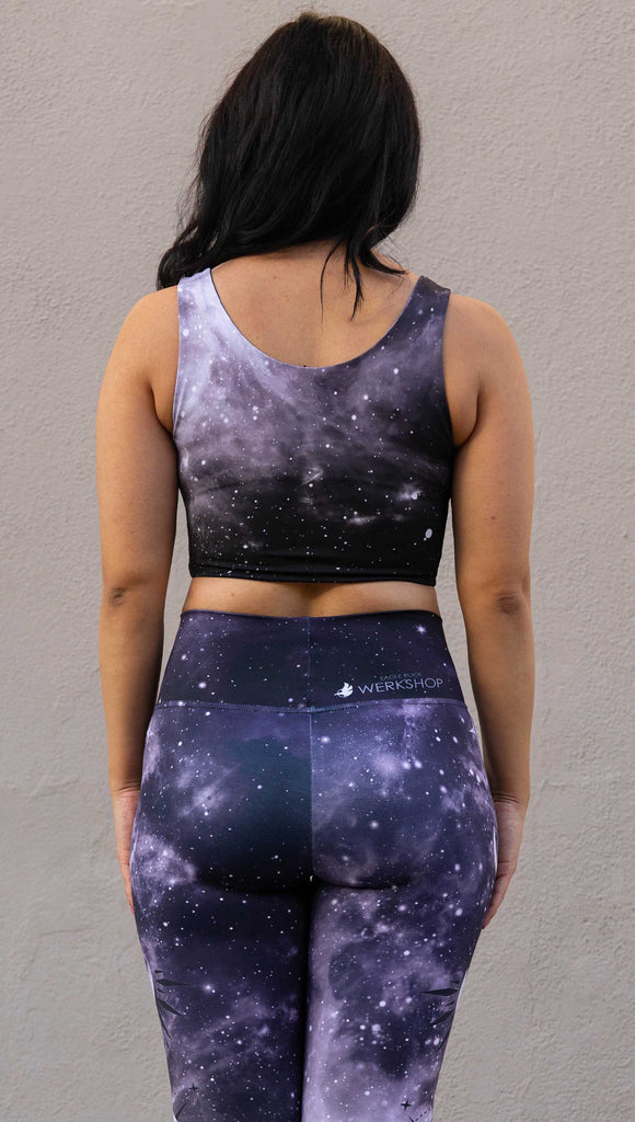 Model wearing Officially Licensed ACOTAR Top with with a purplish blue to black ombre celestial sky.