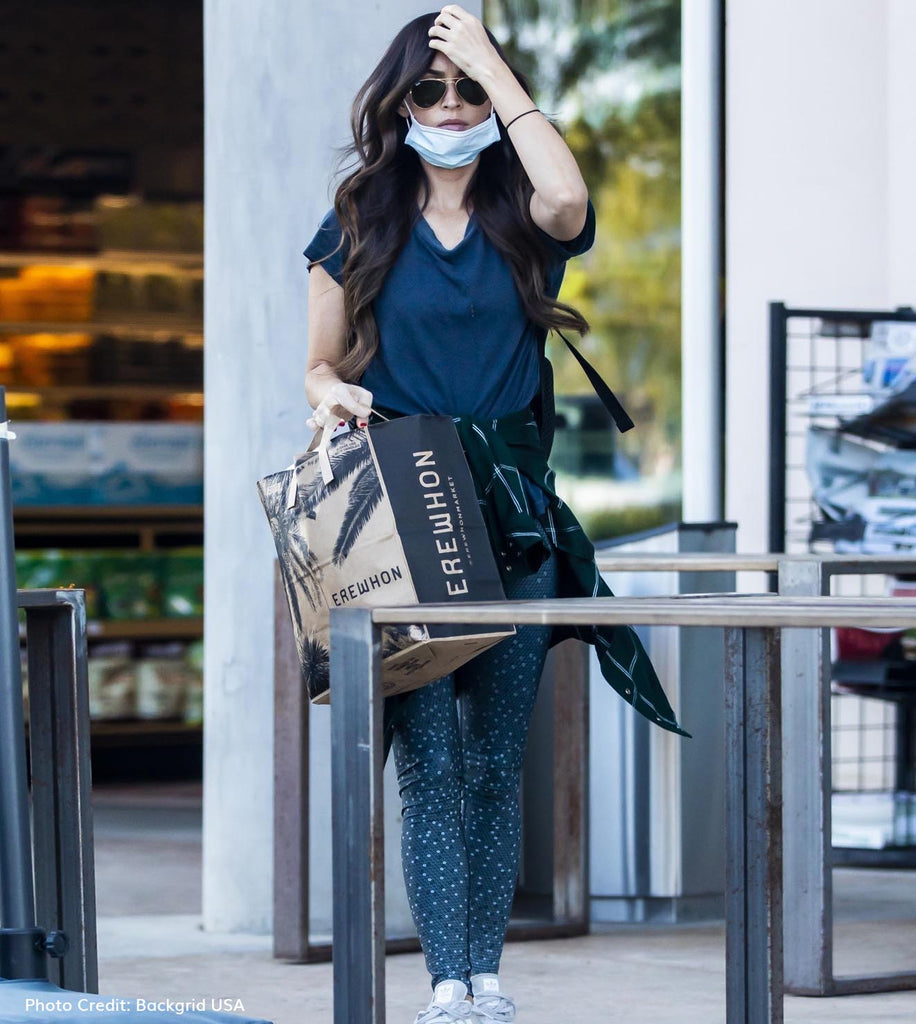 Megan Fox wearing WERKSHOP Blue Beads Leggings