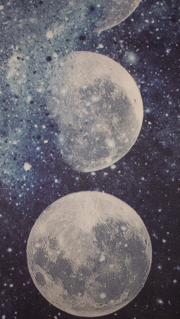 closeup view of moon cycle themed yoga mat design