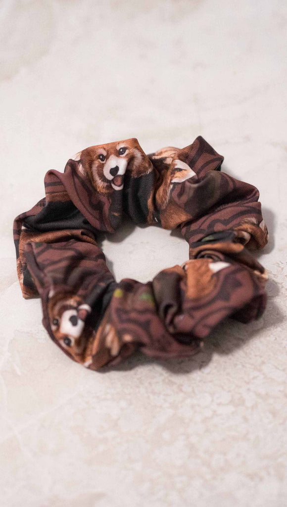 Werkshop Featherlight Hair Scrunchie in Red Pandas Print